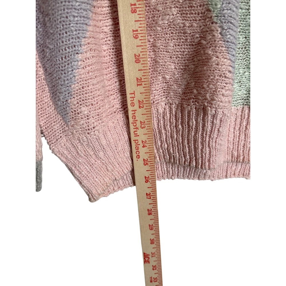 Vintage 80's Renee Tener for Jeanne Pierre Sz L Geometric Pastel Sweater Preppy - Picture 6 of 8
